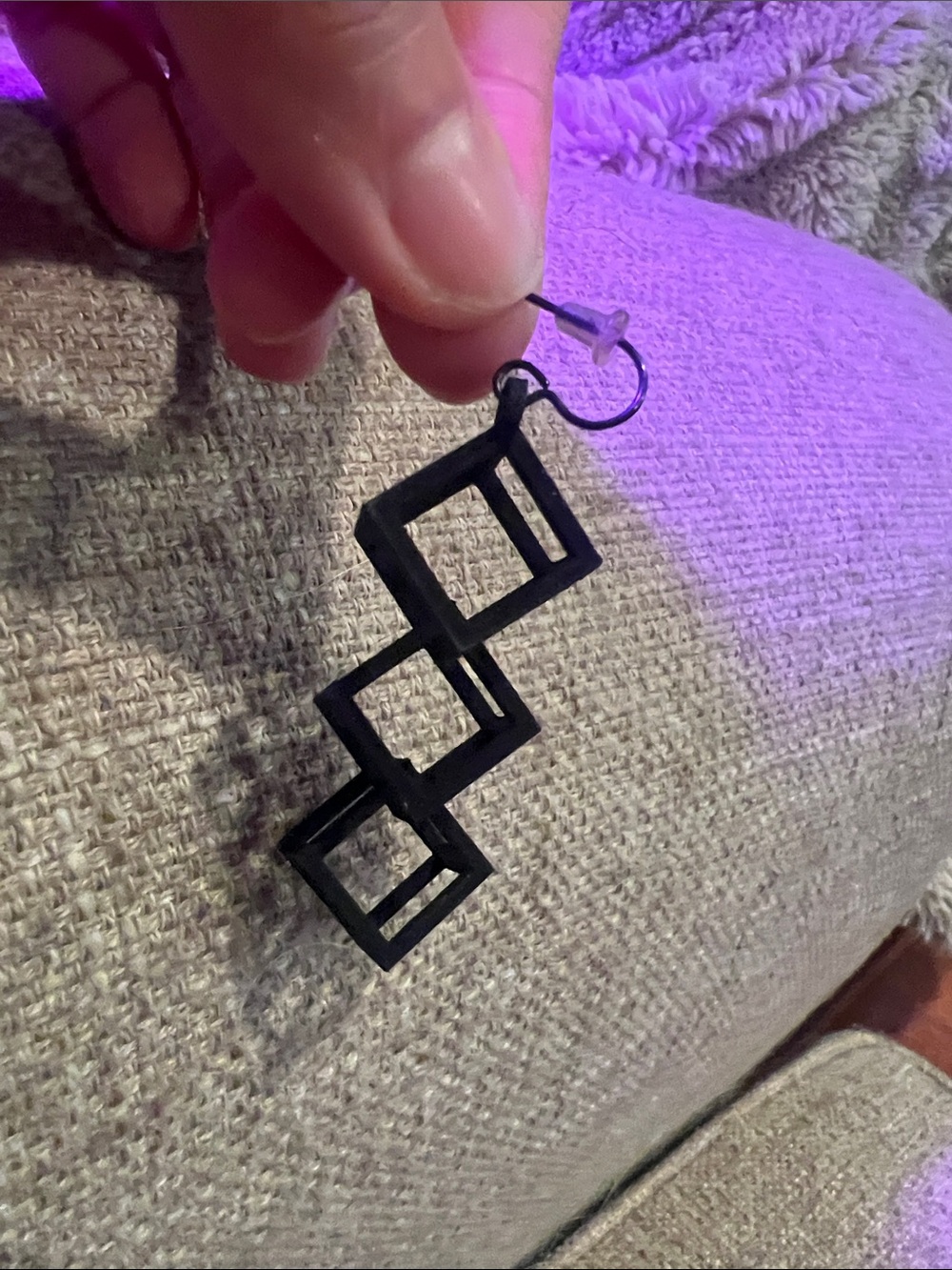 3 Tier Cube Earrings made by local artist - Picture 4 of 4